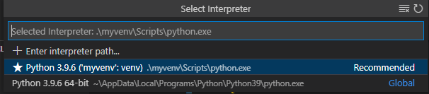 Select Python interpreter