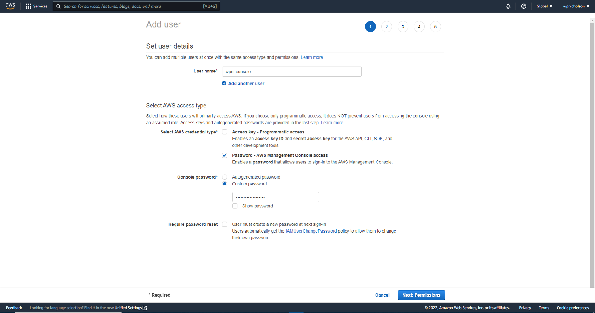 Define the IAM user's name