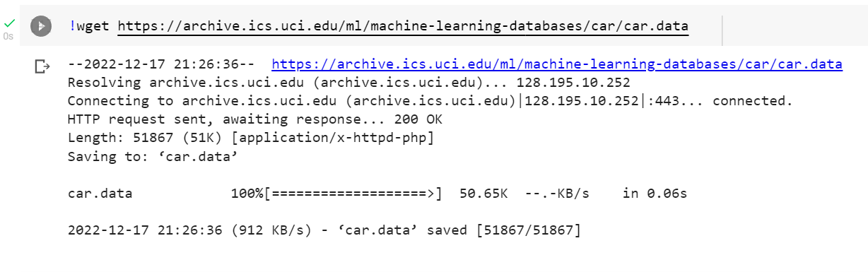 Downloading the Car Evaluation Data Set